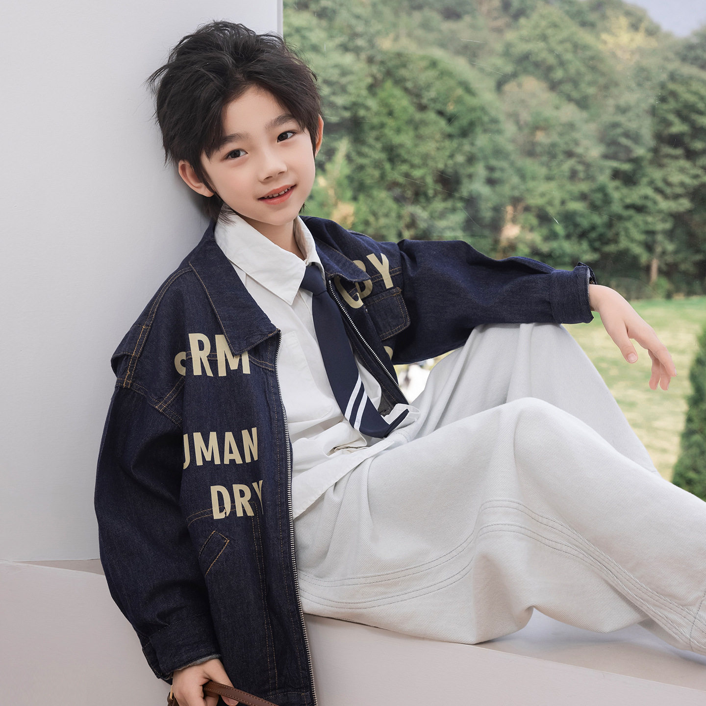 波拉童装中大童男童牛仔外套春秋款 2025儿童秋装夹克