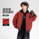 波拉童装 红色年服毛呢拼接棒球棉服2025儿童防水加厚夹棉 男童冬季