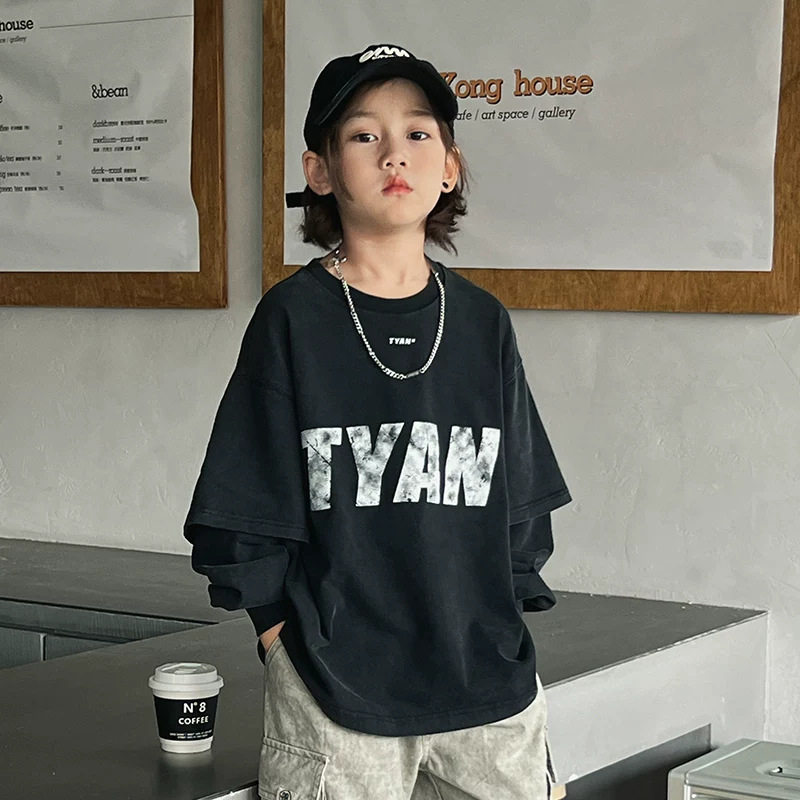 波拉童装男童卫衣春秋款2026秋装儿童秋装长袖t恤中大童男孩秋季