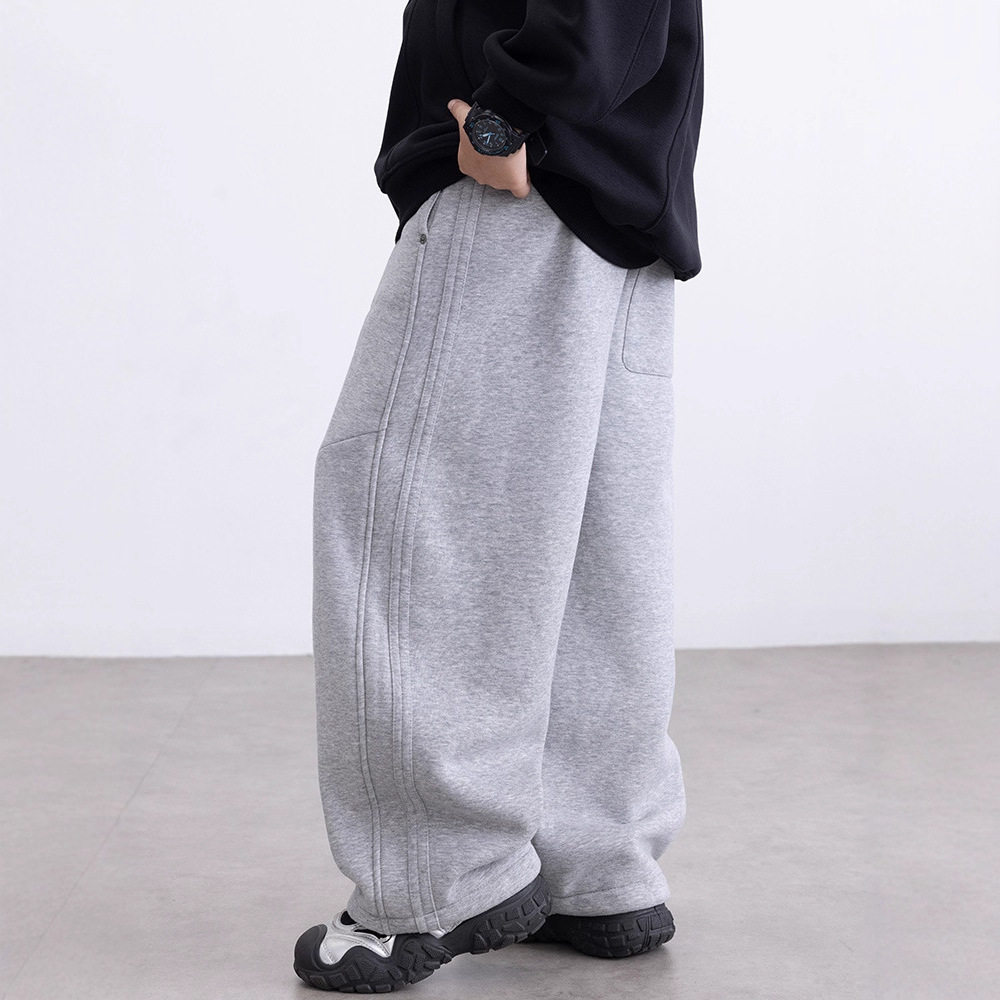 波拉童装男童加绒运动裤子秋冬款2025儿童冬季一体直筒卫裤大男孩