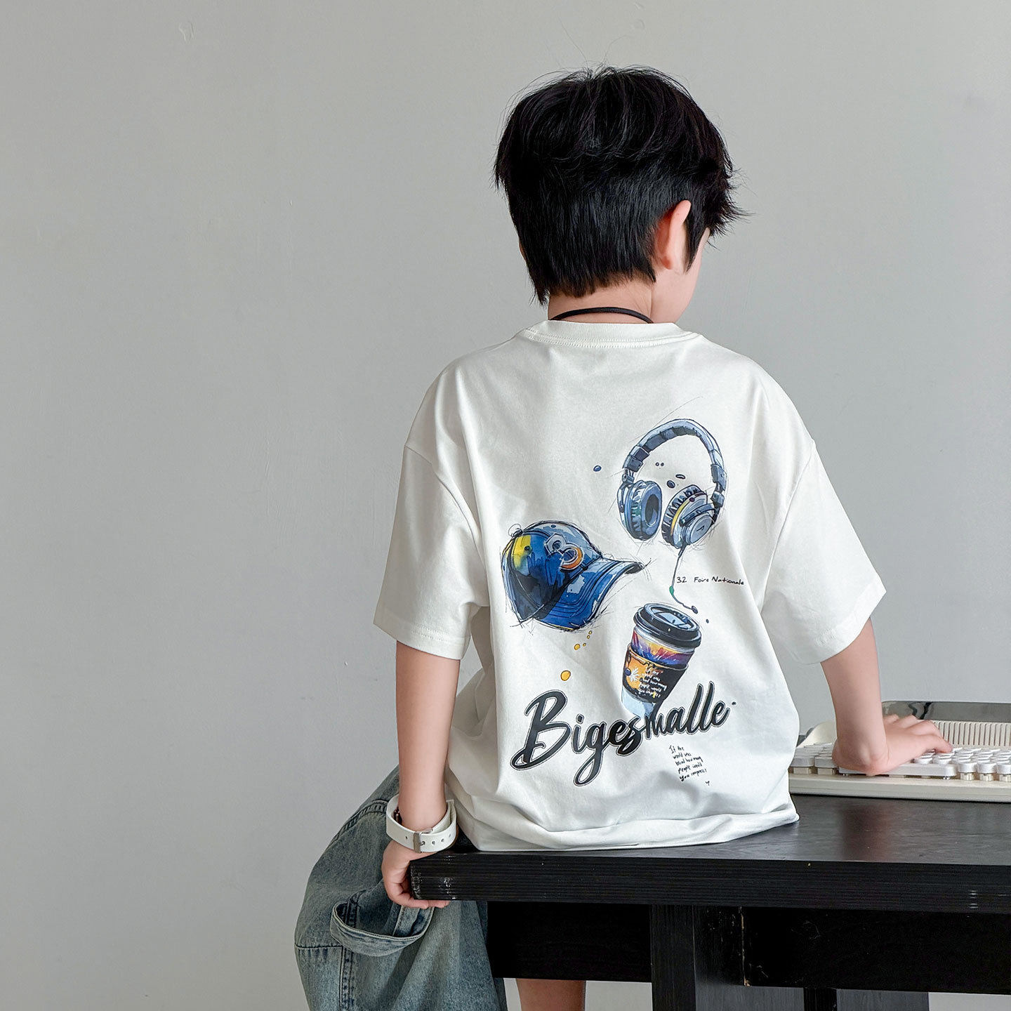 2026夏装波拉童装男童女童短袖t恤上衣洋气中大童装夏季Tee打底衫