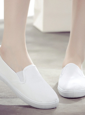老北京布鞋女士一字护士鞋软底透气小白鞋美容师酒店上班工作鞋