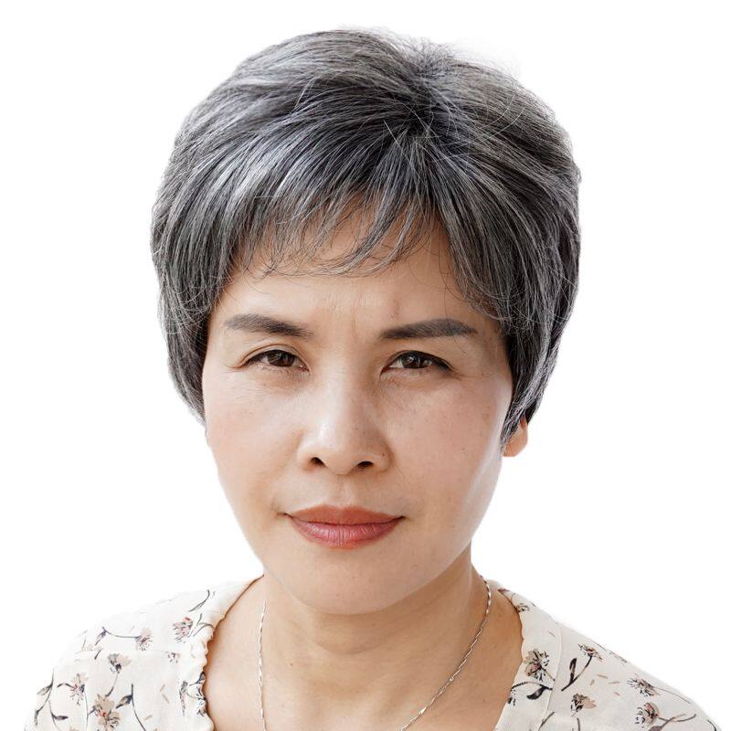 舞台表演假发奶奶蓬松花白短发老女士整顶假发
