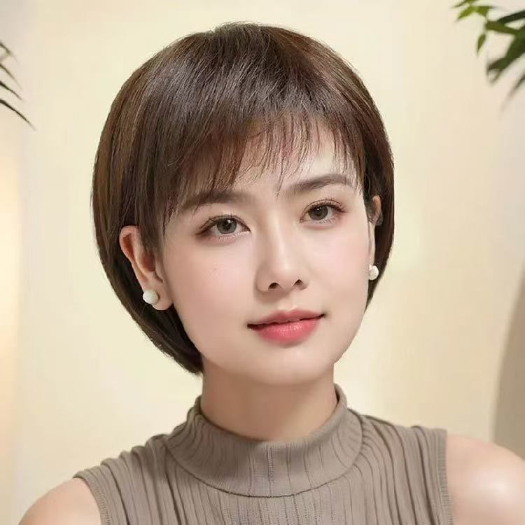 假发女全头套波波头四季薄款中年妈妈女士修脸减龄型