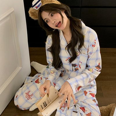 新疆长绒棉睡衣女春秋季可爱卡通