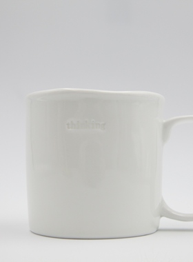 大白thinking马克杯ummroom白色原创设计手作日常咖啡茶杯子包邮