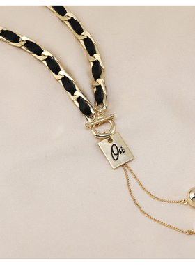 穗爵百搭小众皮绳毛衣链女