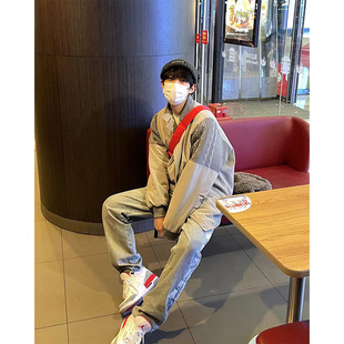 vintage棒球服高街vibe美式复古cleanfit外套男春秋拼接飞行夹克