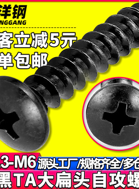 TA黑色十字大扁头自攻螺丝蘑菇头伞头自攻螺丝钉 M2/M3/M4/M5
