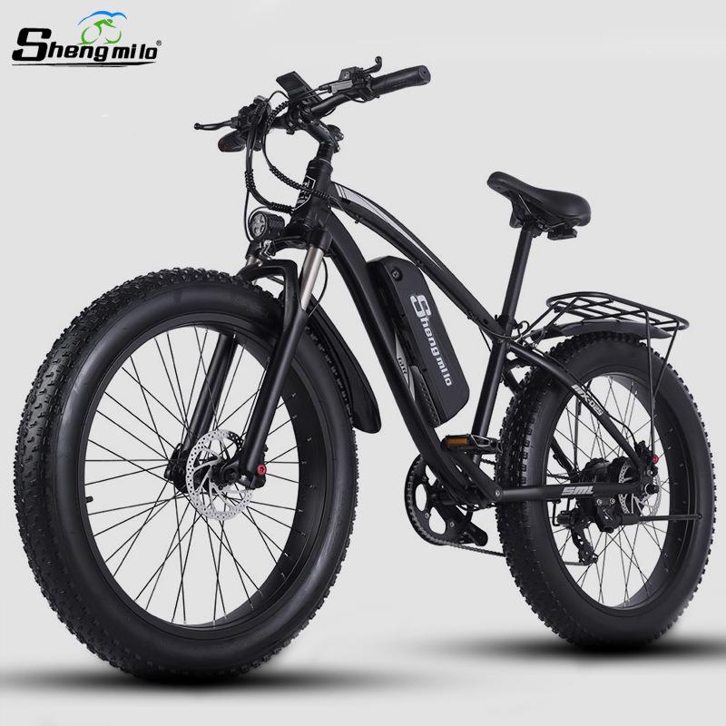Shengmilo跨境26寸电动自行车48V锂电池代步助力电动车脚踏车