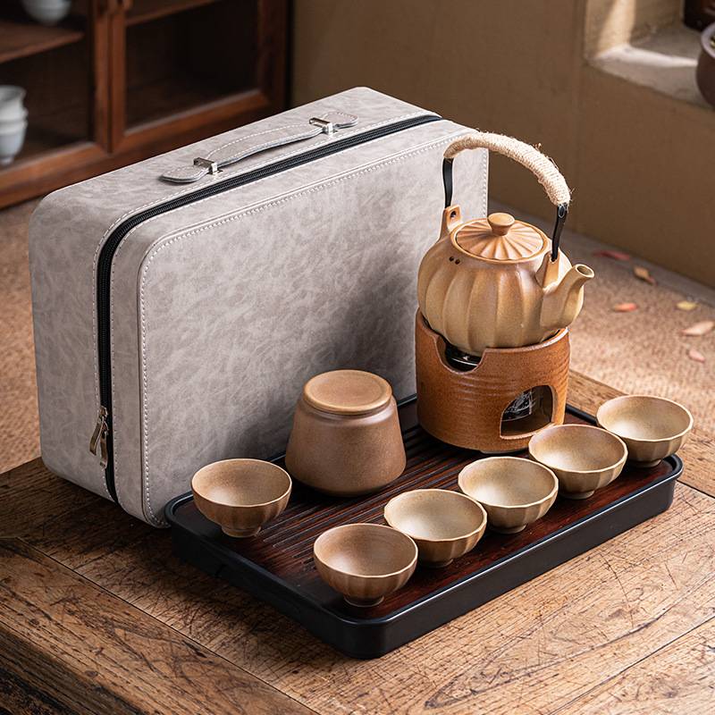 复古粗陶提梁壶套装围炉煮茶器全套功夫茶具旅行便捷式户外礼盒装