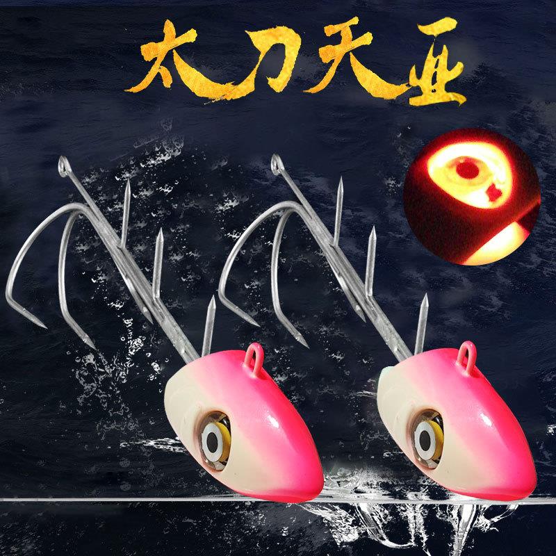 天亚带鱼钩LED电子灯船钓太刀鱼夜光鱼头钩铁板路亚饵海钓铅头钩