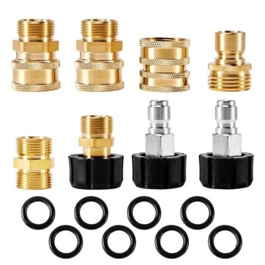 跨境高压清洗机黄铜转换接头M22-14适配器3/8快接螺纹 水枪接口