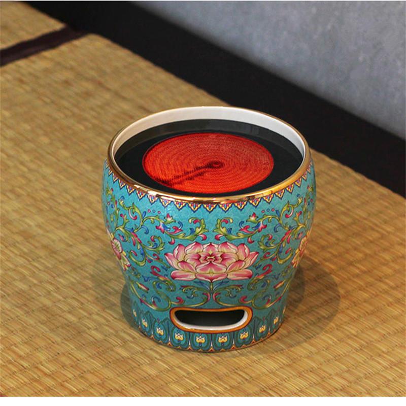 台湾莺歌烧珐琅彩电陶炉茶炉静音家用烧水炉不挑壶煮茶器