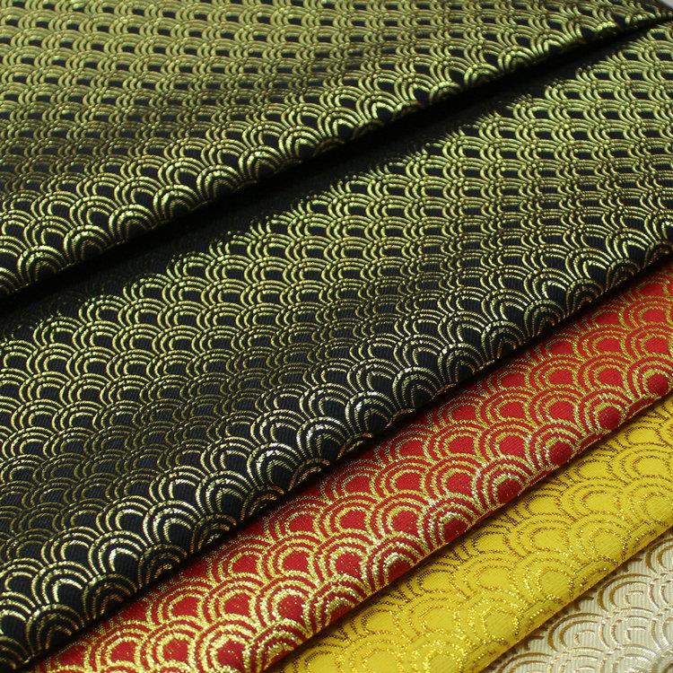 中国风古装蒙古袍舞台影视花边延边装饰金银丝提花丝绸鱼鳞面料