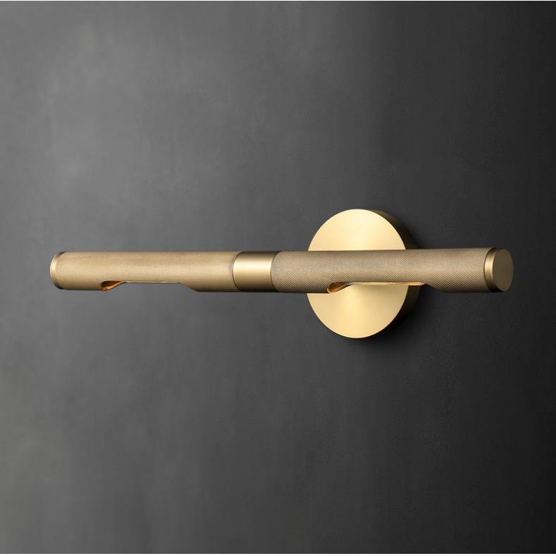 跨境新品全铜手工凹点个性手电筒花纹黄铜镜前灯壁灯样板房美式灯