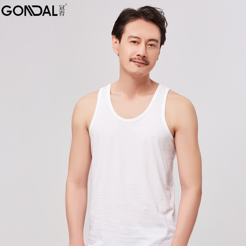 透气睡觉两根筋白色宽松男士背心