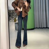 复古微喇牛仔裤 女2025秋冬新款 高腰修身 美式 显瘦加绒喇叭拖地裤