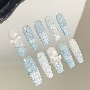 高级半手工春夏芭乐少女蝴蝶结樱桃穿戴薄荷汽水气质指甲显白美甲