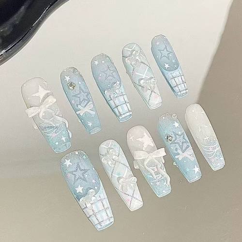 高级半手工春夏芭乐少女蝴蝶结樱桃穿戴薄荷汽水气质指甲显白美甲