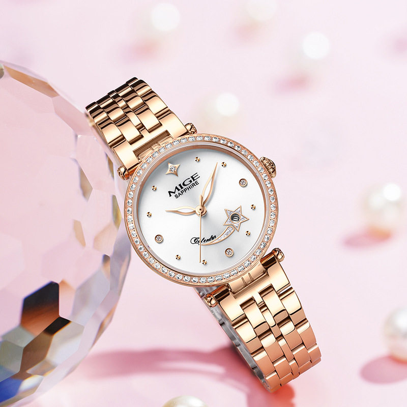 米格女士手表新品女表名牌简约气质防水石英小众腕表5518