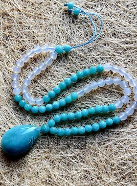 天然天河石石水滴吊坠毛衣项链