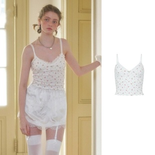 蕾丝背心女 甜美短款 小众设计师2024春夏 纯欲BM风小碎花性感吊带