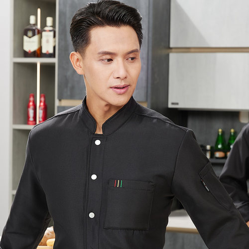 厨师服秋冬装立领单排扣加绒