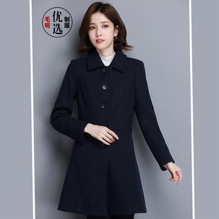 冬季女销售工作服中长毛呢大衣公司领班主管行政呢子外套纯色制服