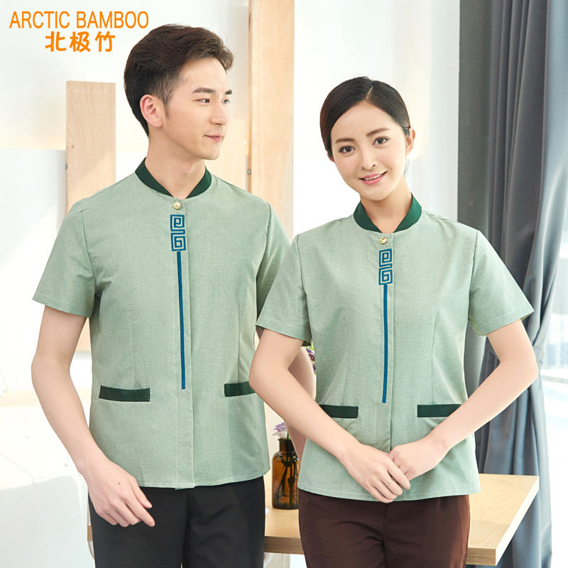 小区物业短袖清洁服装工作服客房保洁员保洁服短袖夏PA宾馆制服男
