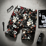 平铺2023纯印花色短裤中裤沙滩裤五分裤1935P55黑色，男装休闲裤，电商D227