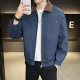 模特2026年春装翻领长袖夹克外套25602P120蓝色，男装夹克，电商D227