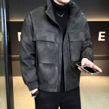 模特 标50绒2025冬季白鸭绒立领皮羽绒服 25189 P225 黑色,男装羽绒服,电商D227,电商基地 模特 标50绒2025冬季白鸭绒立领皮羽绒服 25189 P225 黑色,男装羽绒服,电商D227,电商基地