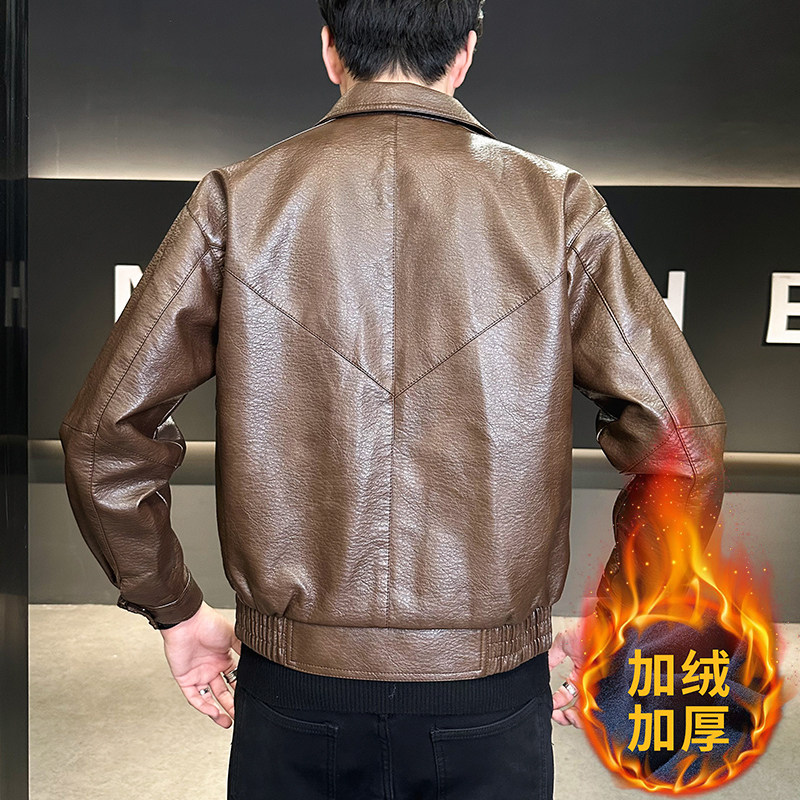 模特男士机车加绒皮衣PU皮夹克6020（8020加绒款）P145黑色,男装皮衣,电商D227