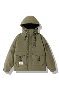 平铺  2025羽绒服男士连帽工装冲锋衣外套  2379 P185 黑色图片