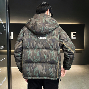 模特店主风 2025 标90白鸭绒 男士迷彩连帽羽绒服  912  P320图片