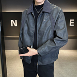 模特2026年春装男士机车皮衣PU皮夹克外套25619P140黑色，男装夹克，电商D227