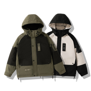 平铺 2025 标90白鸭绒连帽 工装羽绒服  986  P330 绿色图片