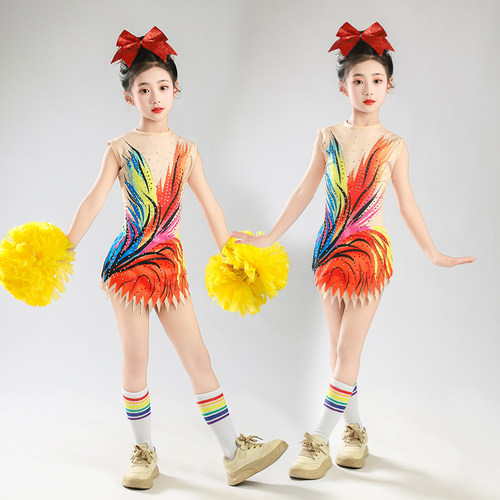 儿童啦啦队服装立体剪裁收腰提臀