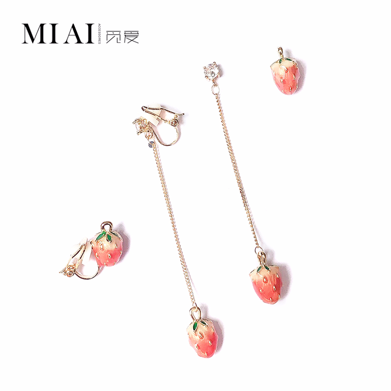 无耳洞的耳环2021年新款潮草莓流苏耳坠耳钉气质耳夹长款网红耳饰在类目 饰品/流行首饰/时尚饰品新, 耳饰, 耳环中 - 来自Buy2taobao.com提供专业的淘宝代购服务