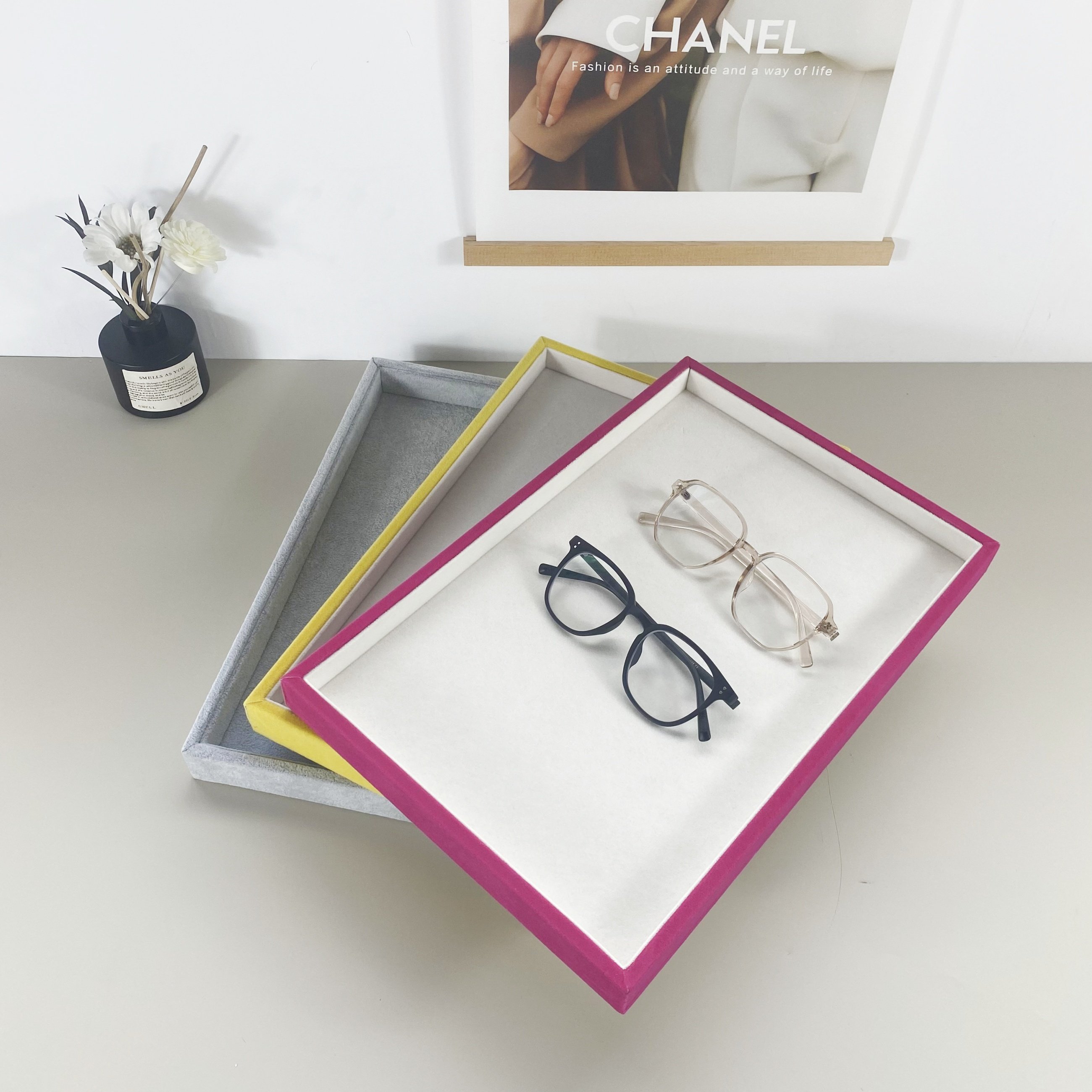 眼镜店柜台式绒布托盘