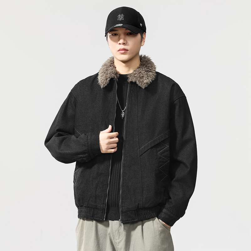 冬季新款羊羔绒翻领夹克