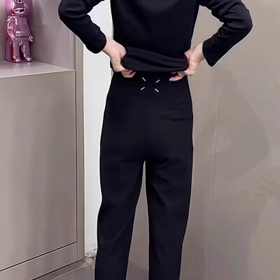 YE16101新款大码女装休闲裤胖妹妹遮胯显瘦九分裤