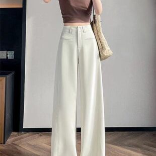 K22045 新款大码时尚西装裤女胖妹妹高腰显瘦宽松休闲直筒阔腿裤