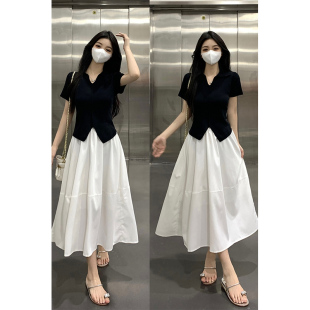 YL5656夏季高腰别致有口袋a字半身裙女梨型身材遮胯休闲显瘦伞裙