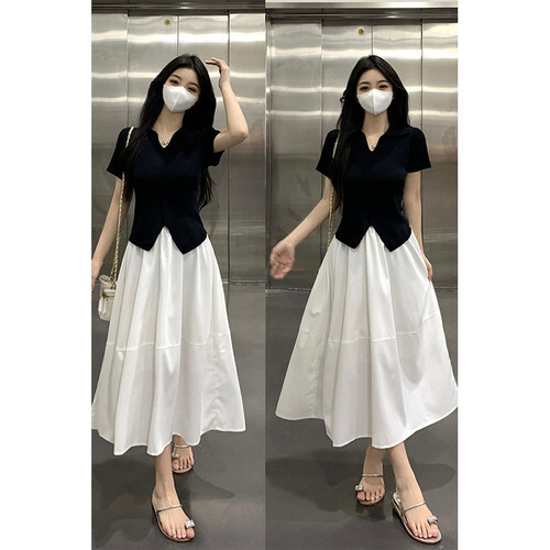 YL5656夏季高腰别致有口袋a字半身裙女梨型身材遮胯休闲显瘦伞裙