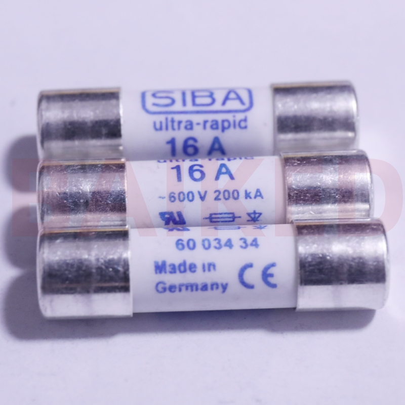 SIBA ultra-rapid 16A 600V 200KA 60 034 34 6003434.16 10x38mm