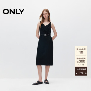 V领收腰裙子吊带连衣裙女 124307020 质感立体修身 ONLY春季