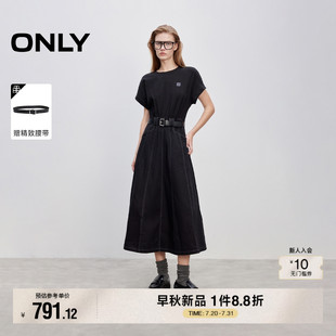 ONLY2025秋季 T恤牛仔裙拼接假兩件A字傘裙長(zhǎng)裙連衣裙女 時(shí)尚 新款