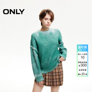 女 针织衫 124413042 上衣复古做旧设计感宽松落肩长袖 ONLY冬季